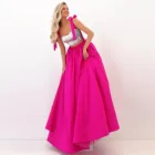 Юбка из двух предметов для выпускного вечера, фиолетово-красные атласные юбки, вечерние юбки до пола, гладкая длинная шифоновая юбка с эластичной высокой талией