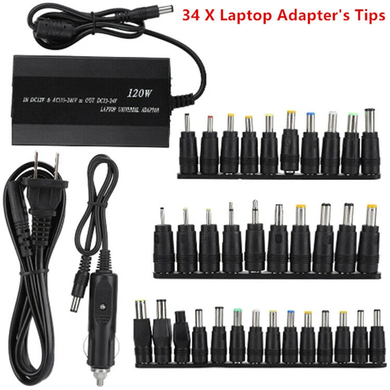 

Hot Sale Universal 120W 34 Tips Car Home Charger Power Supply Adapter For Laptop Notebook Brand New And High Quality