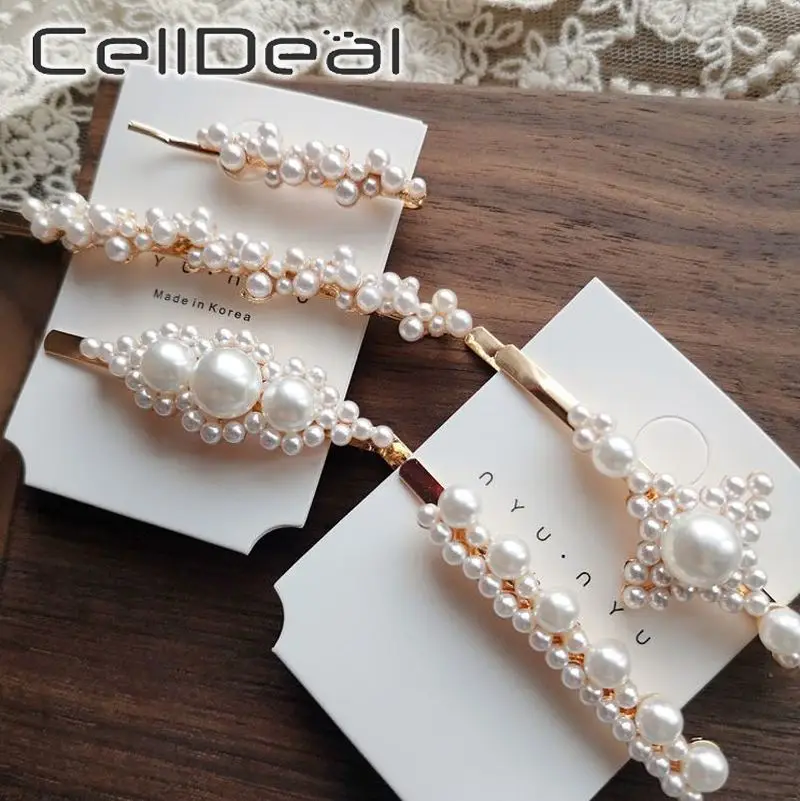 Модные женские аксессуары и клипсы для волос с искусственным жемчугом девушек