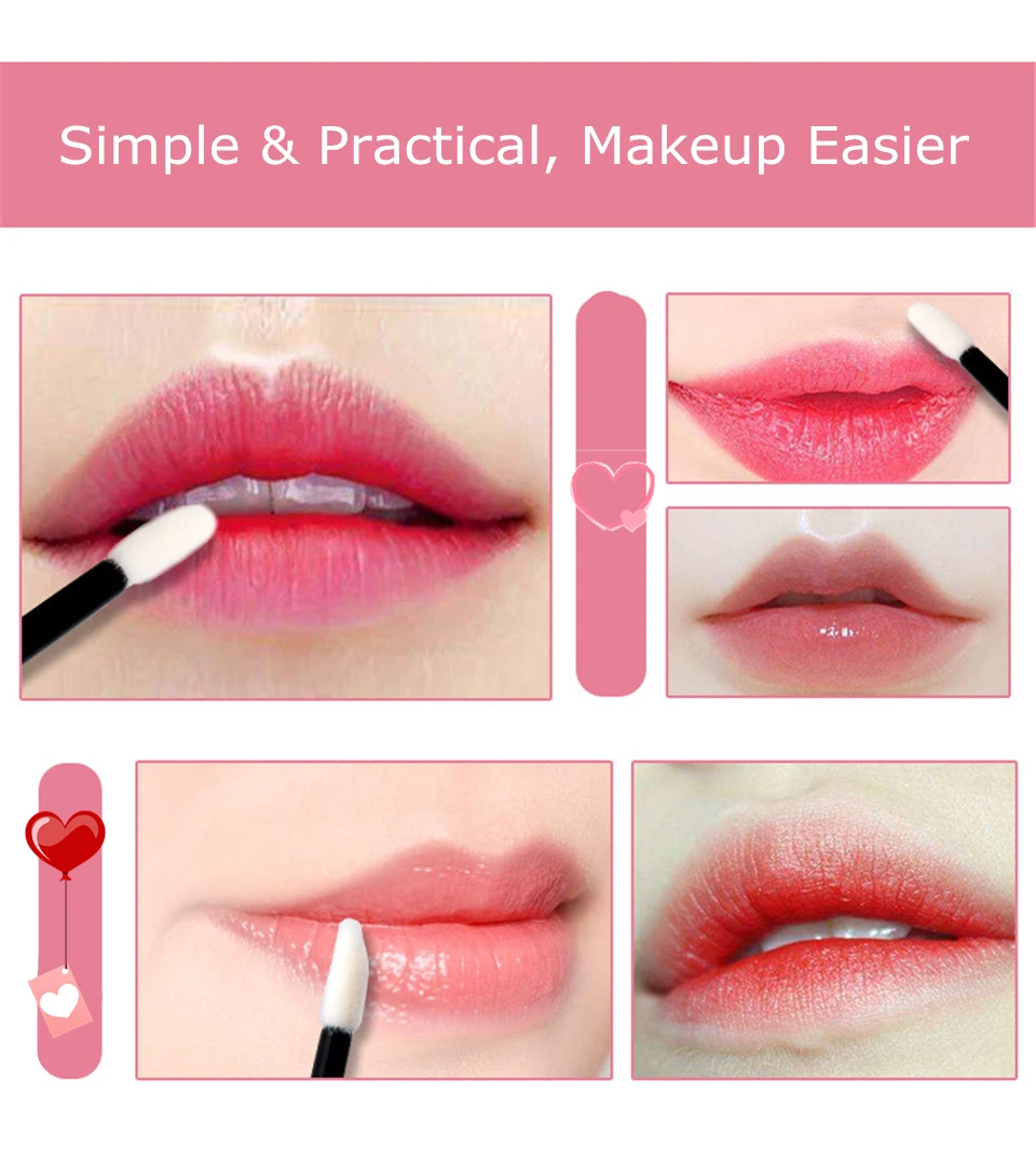 

100PCS Disposable Make Up Brushes Cotton Swab Mascara Wands Lip Brush Cleaning Eyelash Disposable Makeup Brush Applicators Tools