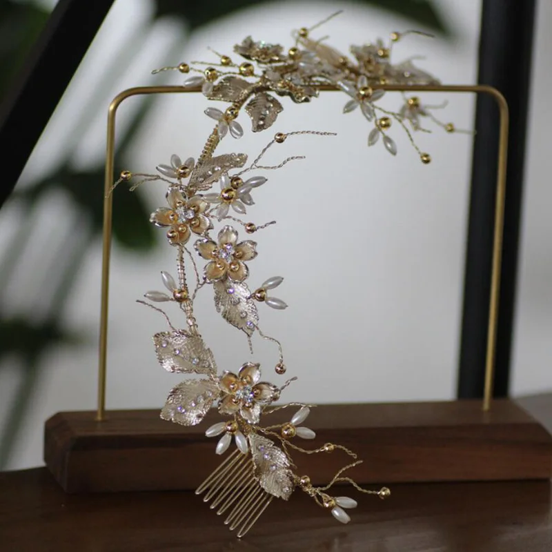 Светильник золотой головной убор жемчужная корона в стиле барокко свадебная