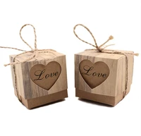 50pcs wedding favor boxes paper boxes with burlap jute twine for bridal shower wedding birthday party wedding