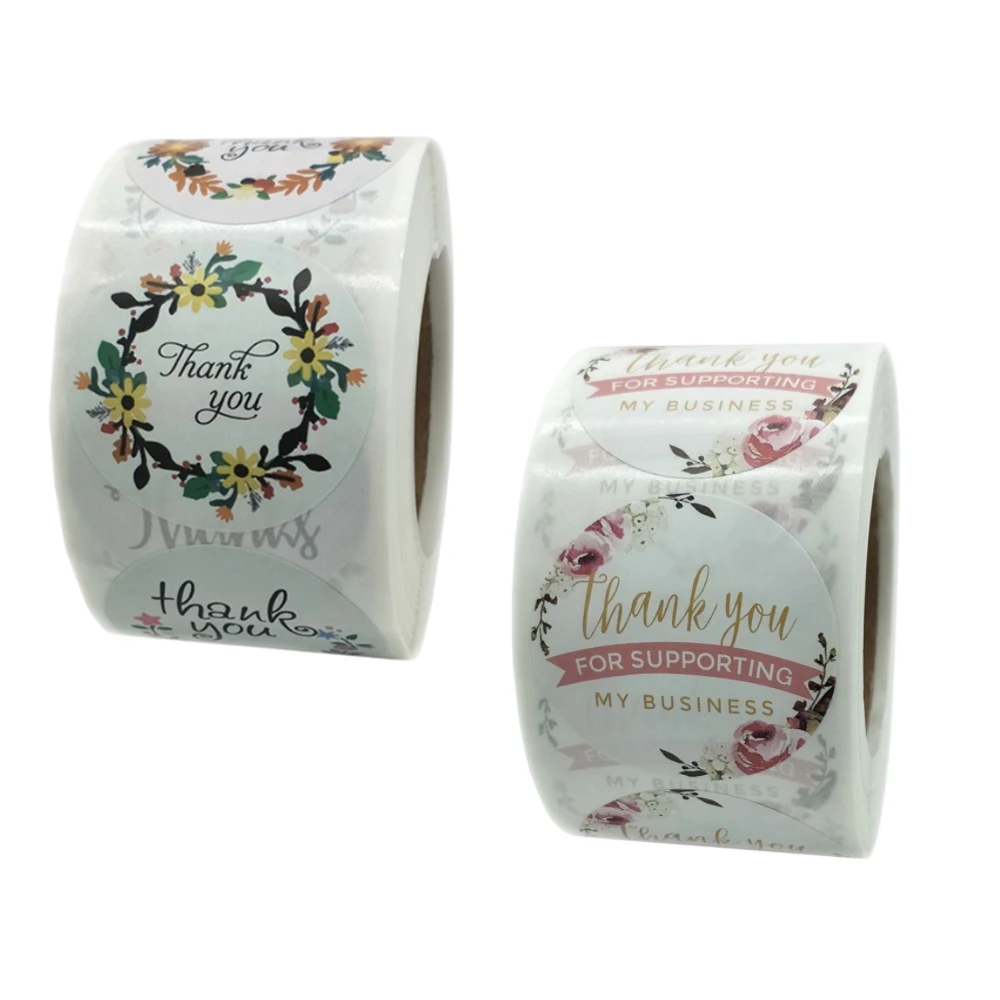 

3.8cm/1.5Inch Thank You Stickers Label Stickers Roll Flower Small Business Sticker For Wedding Stationary Envelope Seal Stickers