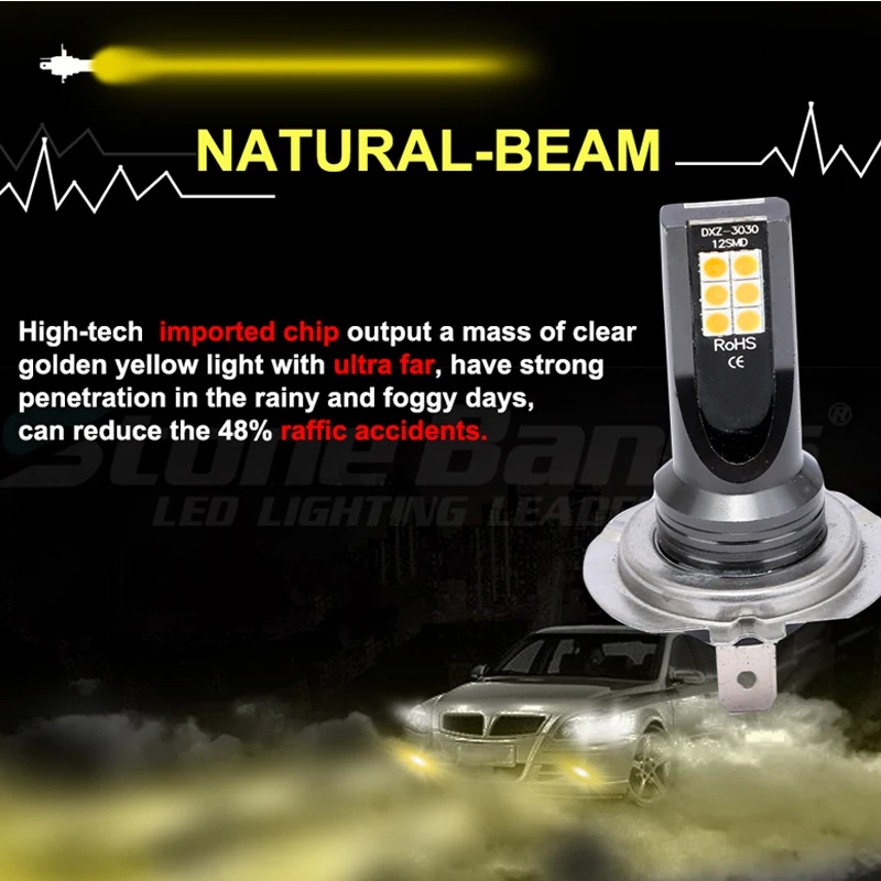 2 шт. H7 светодиодный лампы H1 H3 H11 HB3 HB4 9005 9006 12 3030SMD 1500LM супер яркий Автомобильный