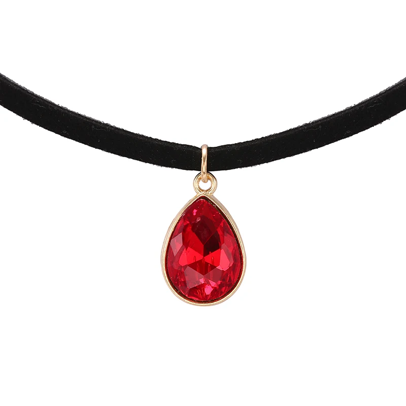 Горячее предложение Кручёные ожерелья BIJOUX обычный черный бархатный Кожа Капли Воды Кулон Макси себе Чокеры Цепочки и ожерелья Женская обувь ювелирные изделия