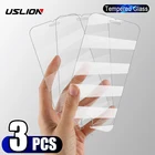 Закаленное стекло USLION с полным покрытием, 3 шт., для iPhone 11, 12 Pro, 7, 8, 6, 6s Plus, X, Защита экрана для iPhone X, XR, XS, MAX, стекло