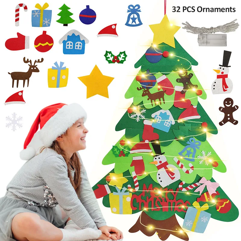

Felt DIY Christmas Tree New Year Gift Children Toys Christmas Party Decoration Gift Spree Kindergarten Family Party 40*35*2cm J