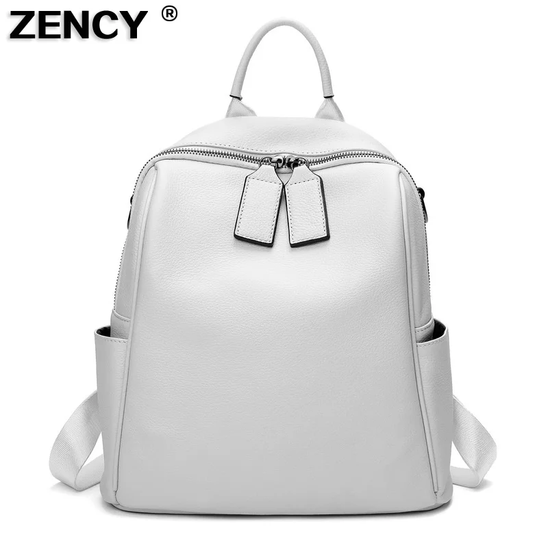 

2023 HOT Excellent 100% Genuine Cow Leather Women's Backpacks Lady Top Layer Cowhide Large Capacity School Book Backpack Bags