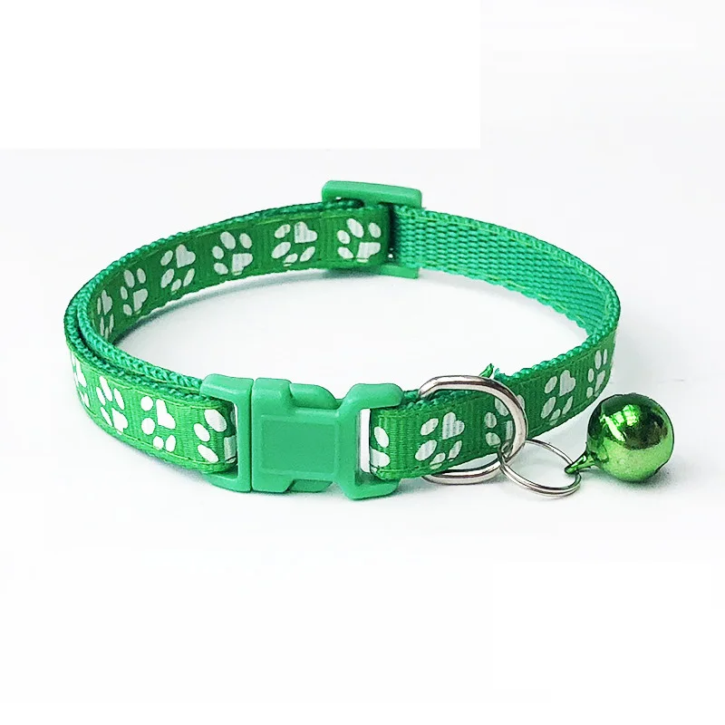 Green Paw Pawstrip 0,4/0," ошейник для маленьких собак, чихуахуа, йоркширский нейлоновый ошейник для щенка, милый ошейник для кошки с бантом, ошейник с колокольчиком для питомца для собак - Цвет: Green Paw