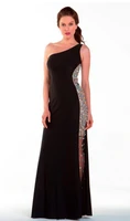 free shipping maxi 2018 dinner one shouler vestidos formales long crystal sexy black evening mother of the bride dresses