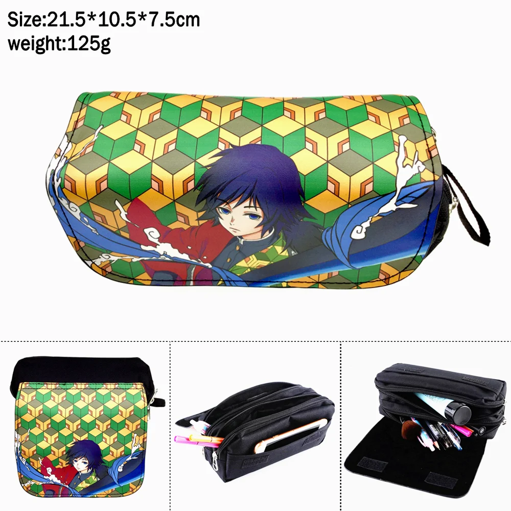 

Anime Demon Slayer Nylon Pencil Case Boy Girl Student Cosmetic Bags Multifunction Cartoon Zip Penbag Travel Makeupbag Stationery
