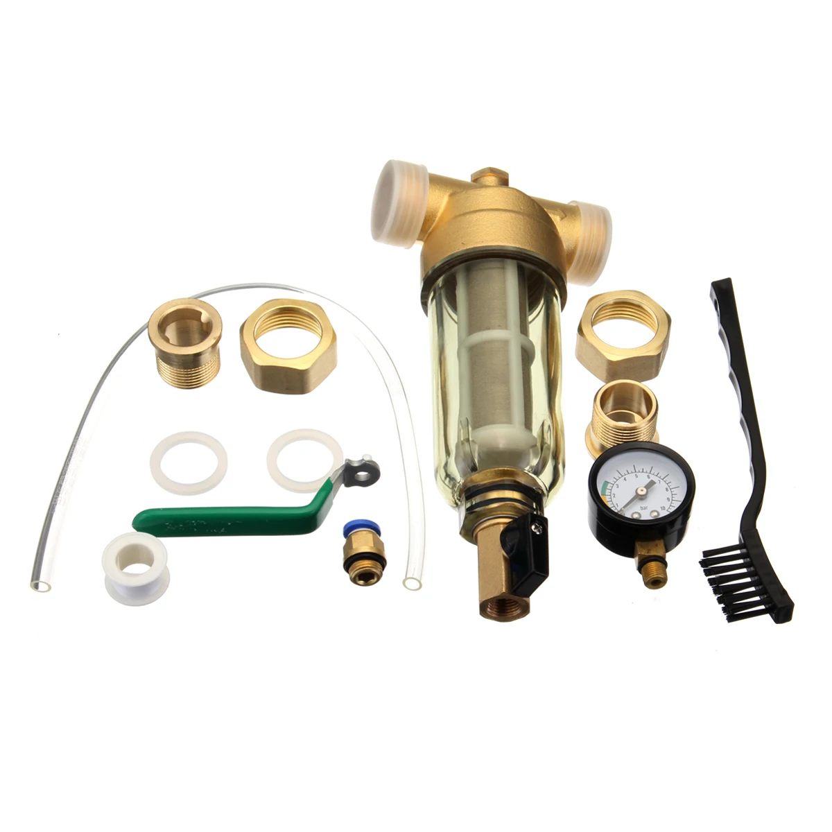 

Front Water Filter 4 Sub Proof Frost Resistance Filtration Copper Valve Head Pressure Reducer Gauge Meter Adjustable Regulator