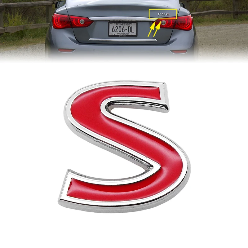 

1pc Red S Logo Car Sticker 3D Emblem for Infiniti Q50 Q50S Q50L G37 G25 QX70 Auto Tail Badge Decoration Decal Accessories