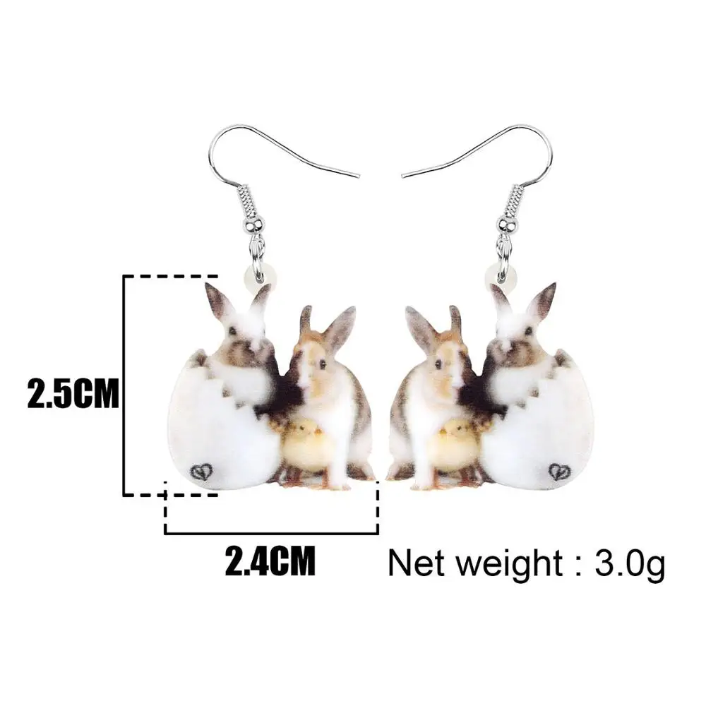WEVENI Acrylic Easter Eggs Hare Rabbit Bunny Pet Earrings Animal Dangle Drop Jewelry For Women Girl Classic Praty Gift Accessory | Украшения
