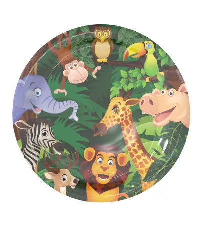 Милые животные джунглей вечерние тарелки салфетки чашки Лев партия Флаг посуда