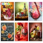 ZOOYA 5D DIY искусственная кожа виноград и винный бокал алмазная живопись вышивка крестиком Круглая Мозаика Украшение CJ1047
