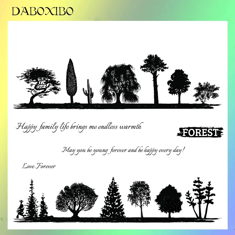 

DABOXIBO Lush Forest Clear Stamps For DIY Scrapbooking/Card Making/Photo Album Silicone Decorative Crafts 13x13