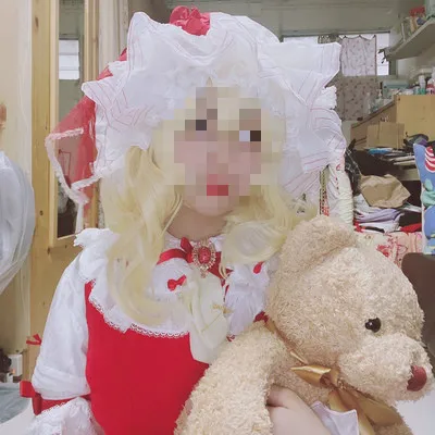 Фландрин алый проект Touhou косплей Вьющиеся термостойкие синтетические волосы