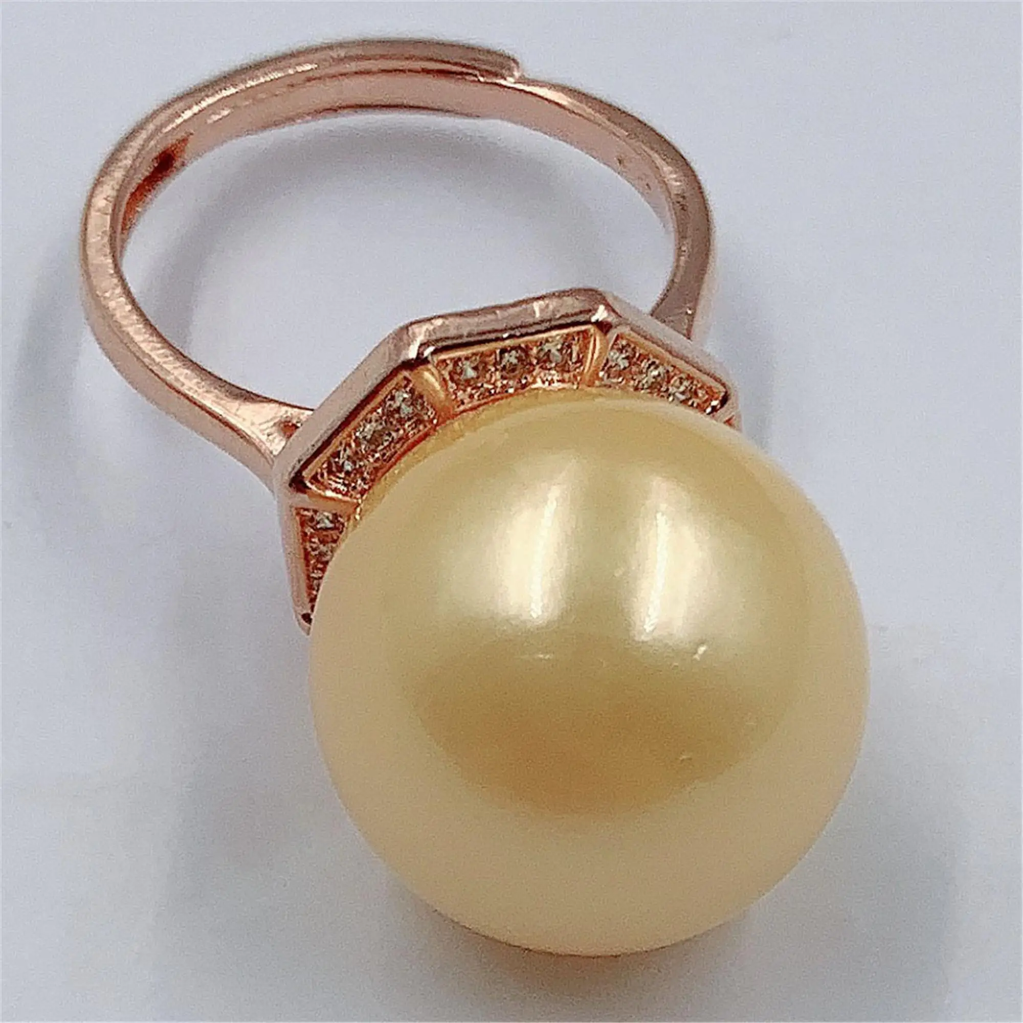 16x16mm Yellow Round Shell Pearl Ring Adjustable Flawless Jewelry Luxury Hand-made Classic | Украшения и аксессуары