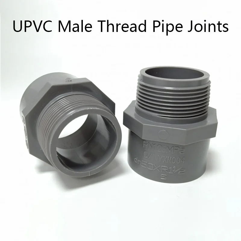 

UPVC Male Thread Pipe Joints Grey UPVC Connector Garden Water Connectors Aquarium Fish Tank Adapter UPVC Pipe Joints 1 Pcs