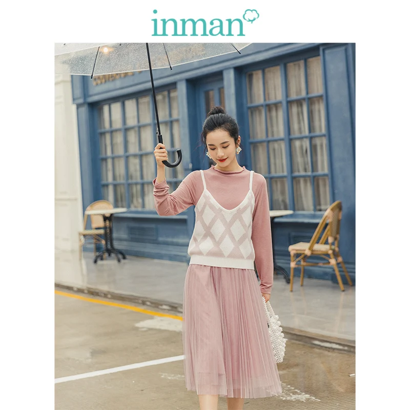 Инман весна осень юный литературный стиль шнуровка трикотажная юбка платье феи