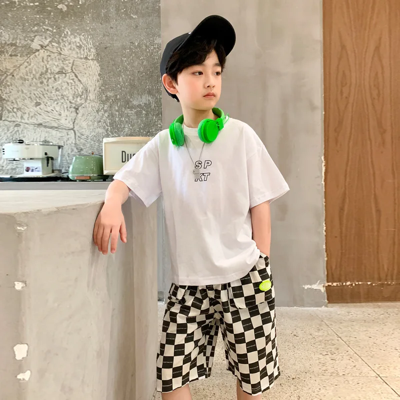 

2021 Fashion Spring Autumn Boys Clothing SuitsT-shirt + Shorts 2pcs/Set Kids Teenager Outwear Sport School Outfits Tracksuit Hi
