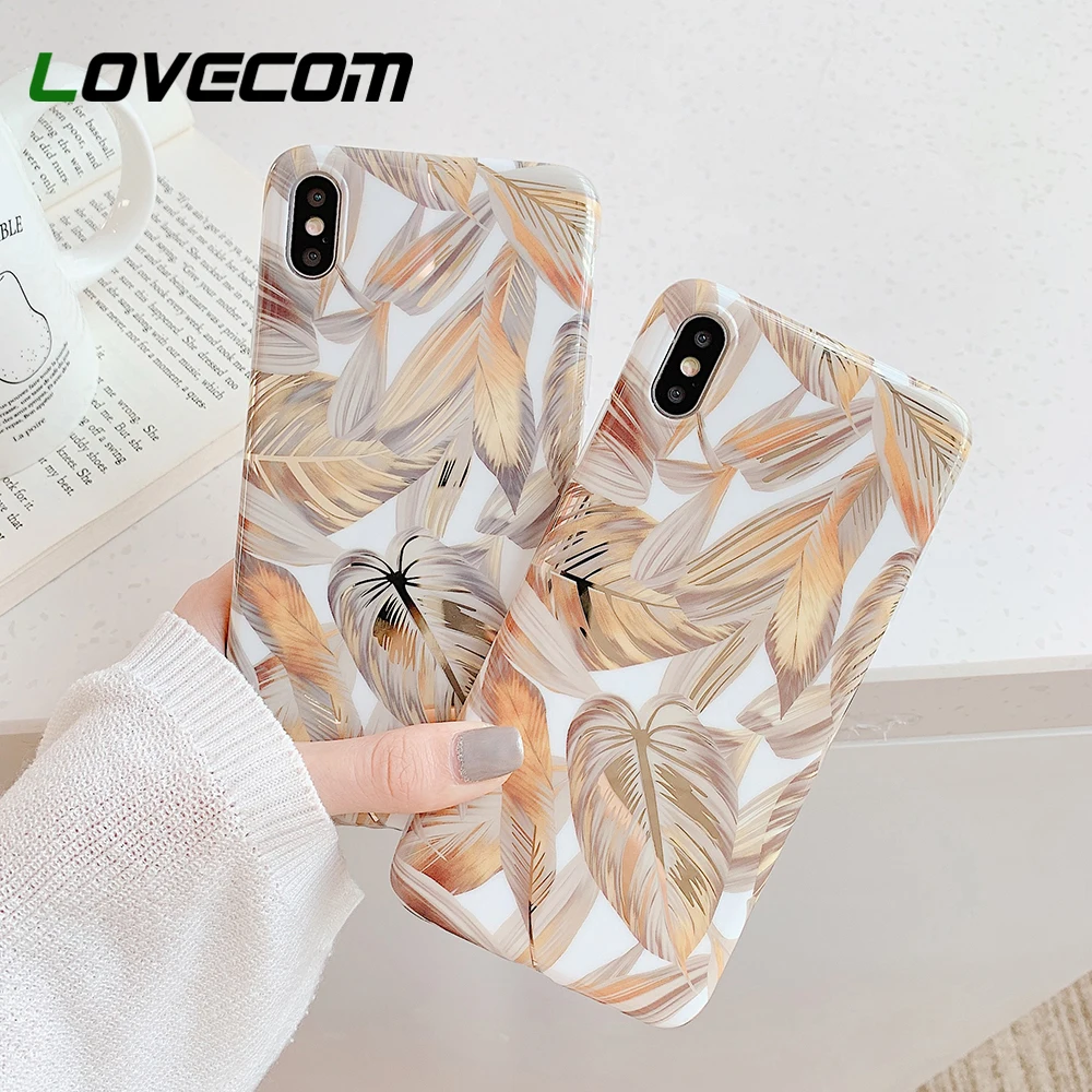 LACK Gold Plating Banana leaf Case for iphone 11 11Pro Max XS Max X XR 6 6S 7 Plus phone Case Luxury laser Back Cover Capa Coque
