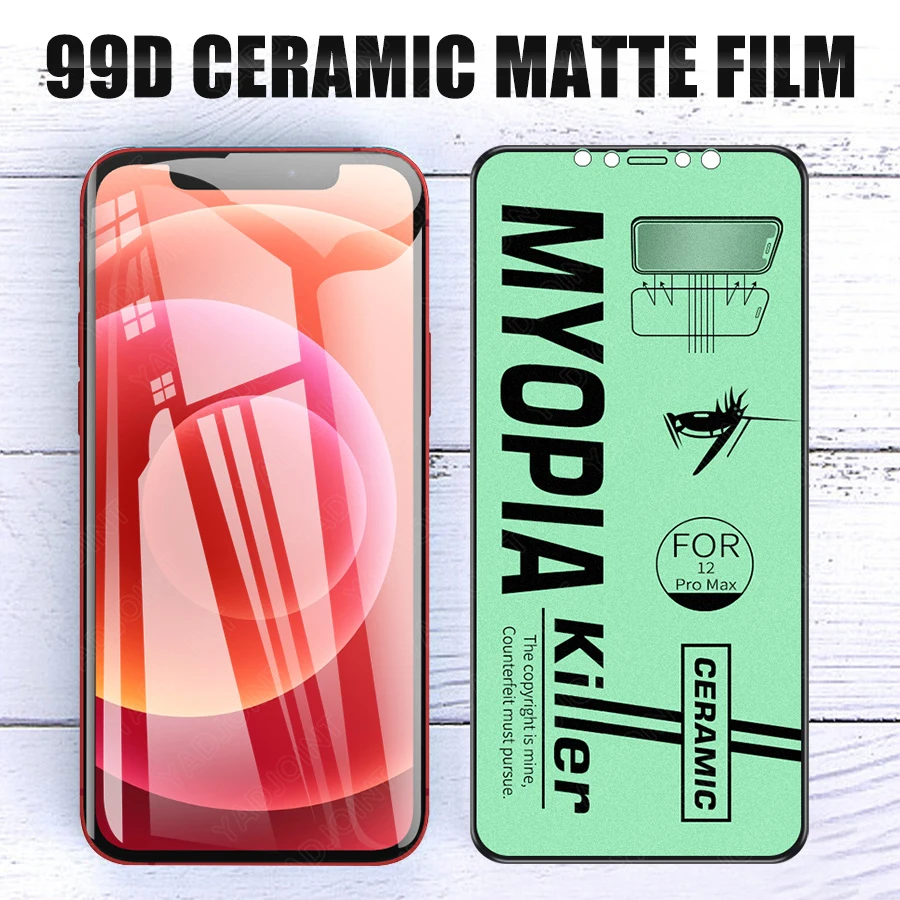 

Green Light Matte Ceramic Tempered Glass For iPhone 12 11 Pro Max Screen Protector For iPhone 12 Mini XS Max XR X Soft Glass