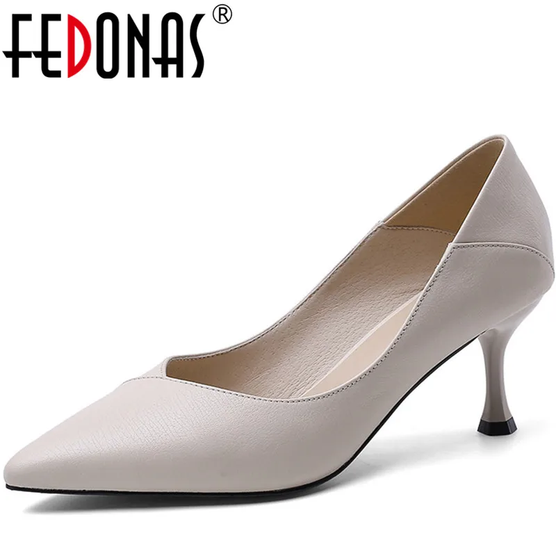 FEDONAS/женские туфли-лодочки Свадебные туфли из коровьей кожи Вечерние Сезон