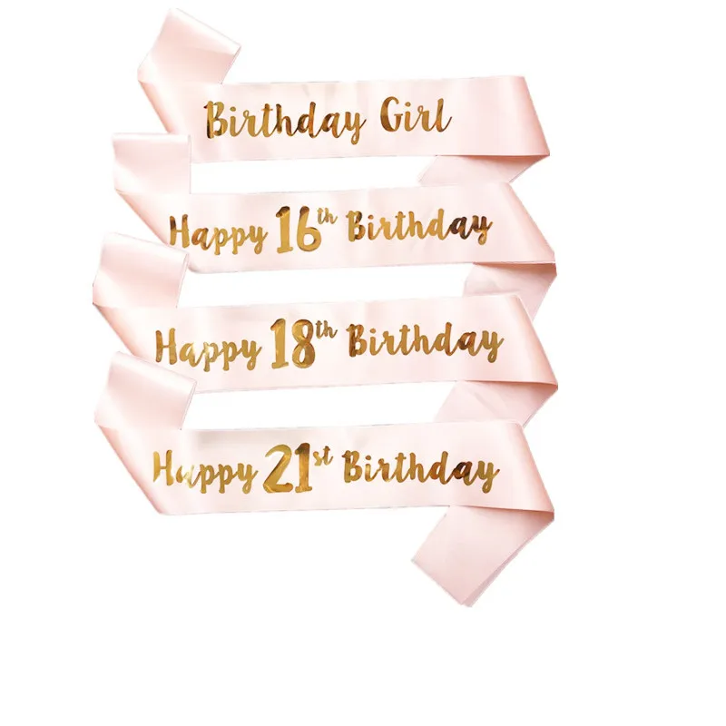 Pink 21/30/40th Birthday Gold Tiara and Fabulous Glitter Satin Sash Happy 30th Party Supplies for 30 | Дом и сад