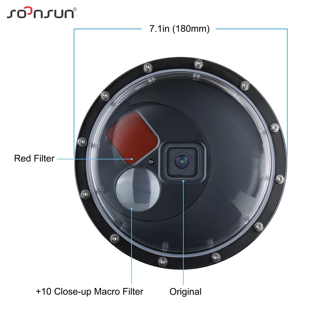 SOONSUN 45 м фильтр для дайвинга переключаемый купольный порт водонепроницаемый
