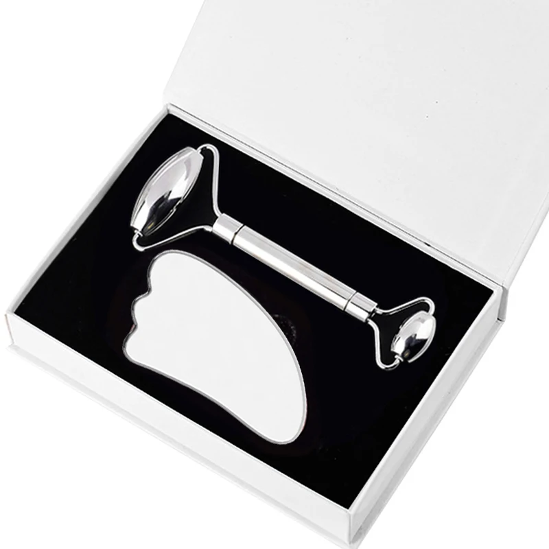 

Stainless Steel Face Roller Gua Sha Board Set Facial Massager Body Slimming Skin Care Wrinkle Remover Roller Massager