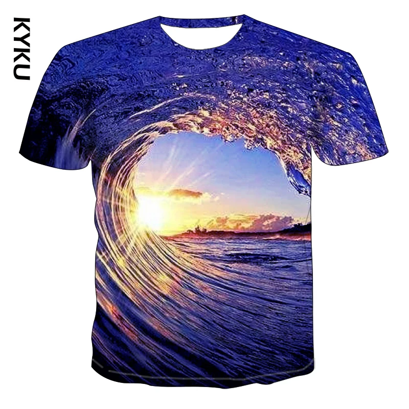2020 новая волна Мужская 3D футболка повседневная с коротким рукавом o образным
