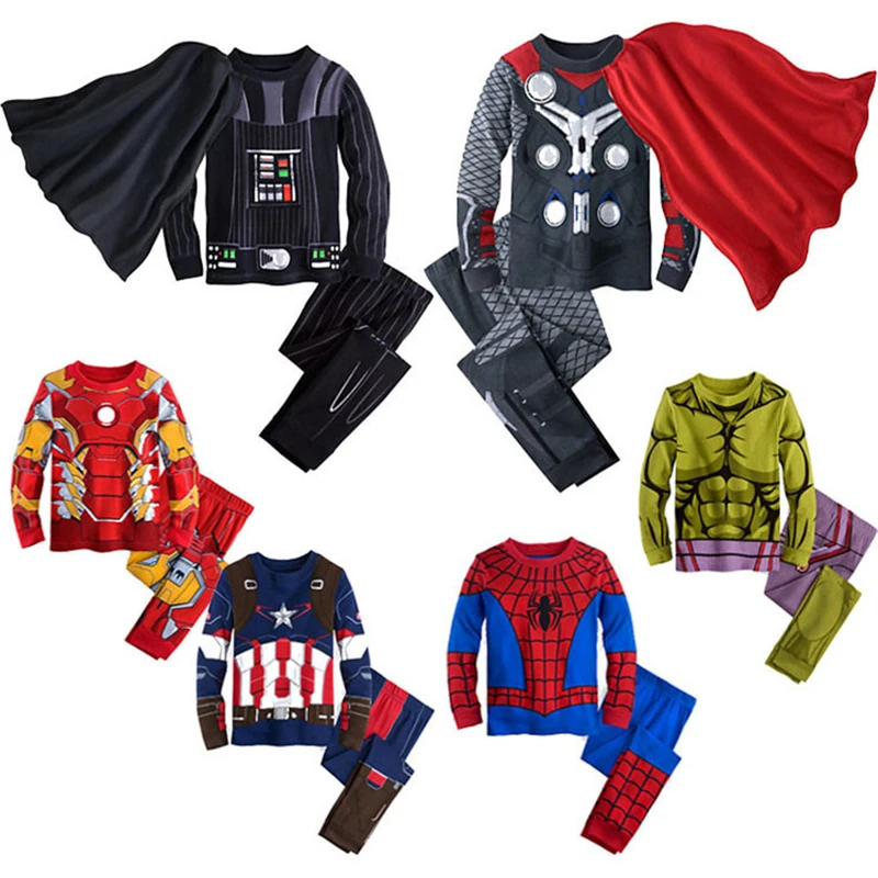 Детские пижамы Marvel Железный человек рубашка и штаны для мальчиков одежда сна
