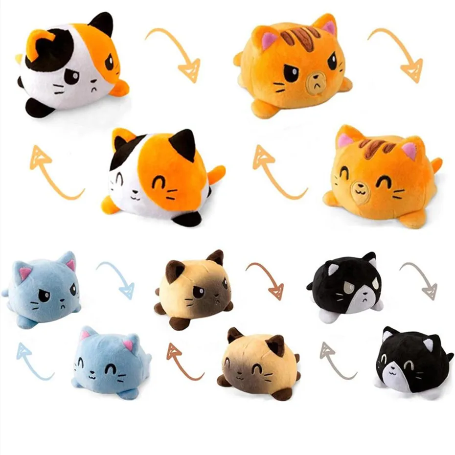 

New Double-Sided Flip Cat Gato Kids Soft Gift Plushie Plush Animals Double-Sided Flip Doll Cute Toys For Pulpos Kid Girl