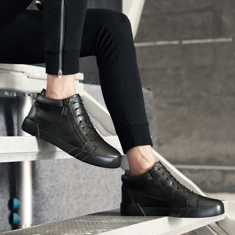 Man Casual Sneakers Elevator Shoes Invisible 6CM Height Increase Leather Mens Leisure 2019 New Cow Shoe | Обувь