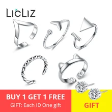 LicLiz, новинка, 925 пробы, серебряное, v-образная форма, регулируемое, Открытое кольцо для женщин, геометрическое, плетеное, кошачье кольцо, ювелирное изделие, LR0313