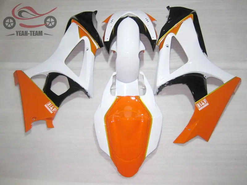 

Комплект высококачественных китайских обтекателей для Suzuki K7 2007 2008 GSXR1000, белый и оранжевый, обтекатель кузова, GSX R1000 07 08