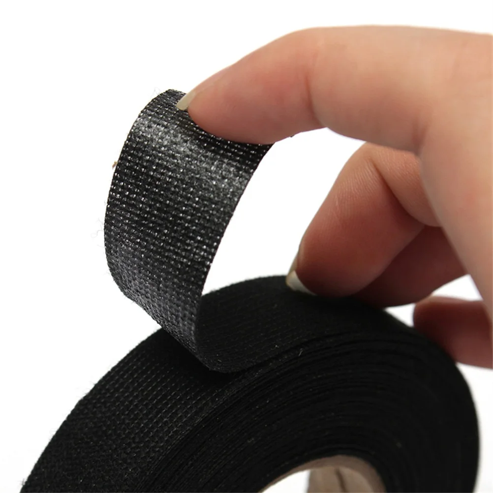 

Black Color 1Roll 19mm x 15M 15mx9mm Wiring Harness Tape Strong Adhesive Cloth Fabric Tape For Looms Cars