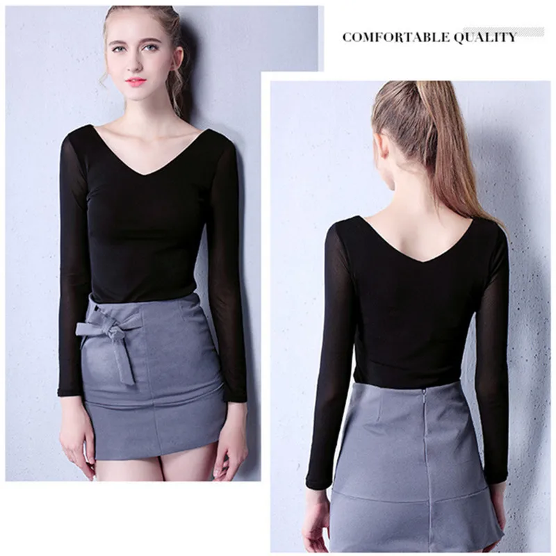 Новинка летние женские сетчатые топы Прозрачная облегающая футболка с длинным