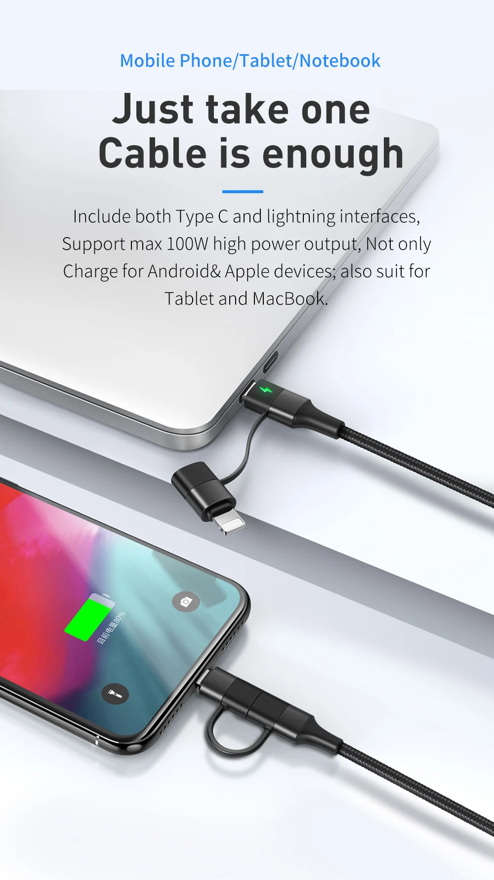 Mcdodo 60 Вт usb type C кабель для USB-C PD Быстрая зарядка для IPhone Xs Max XR X IPad Pro Macbook huawei samsung 2 в 1 шнур зарядного устройства
