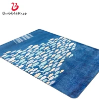 Bubble Kiss Blue Carpets For Living Room Sea Animal Pattern Polyester Area Rugs Children Room Floor Mat Nordic Home Decor Rugs