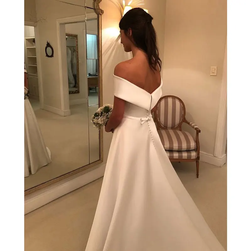 

robe de mariee vestido boho wedding dress satin longue wedding Dress Robe De Soiree simple robe de soiree bride to be