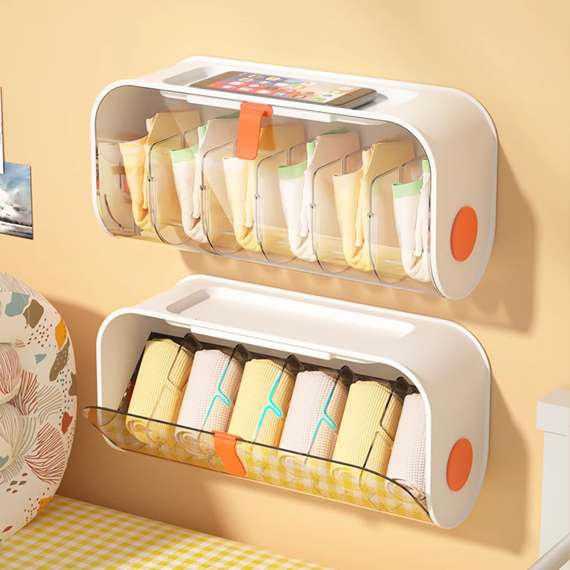 

Wall Mounted Classified Organizer with Removable Compartment Piece Adhesive Small Items Holder Case for Women Girls