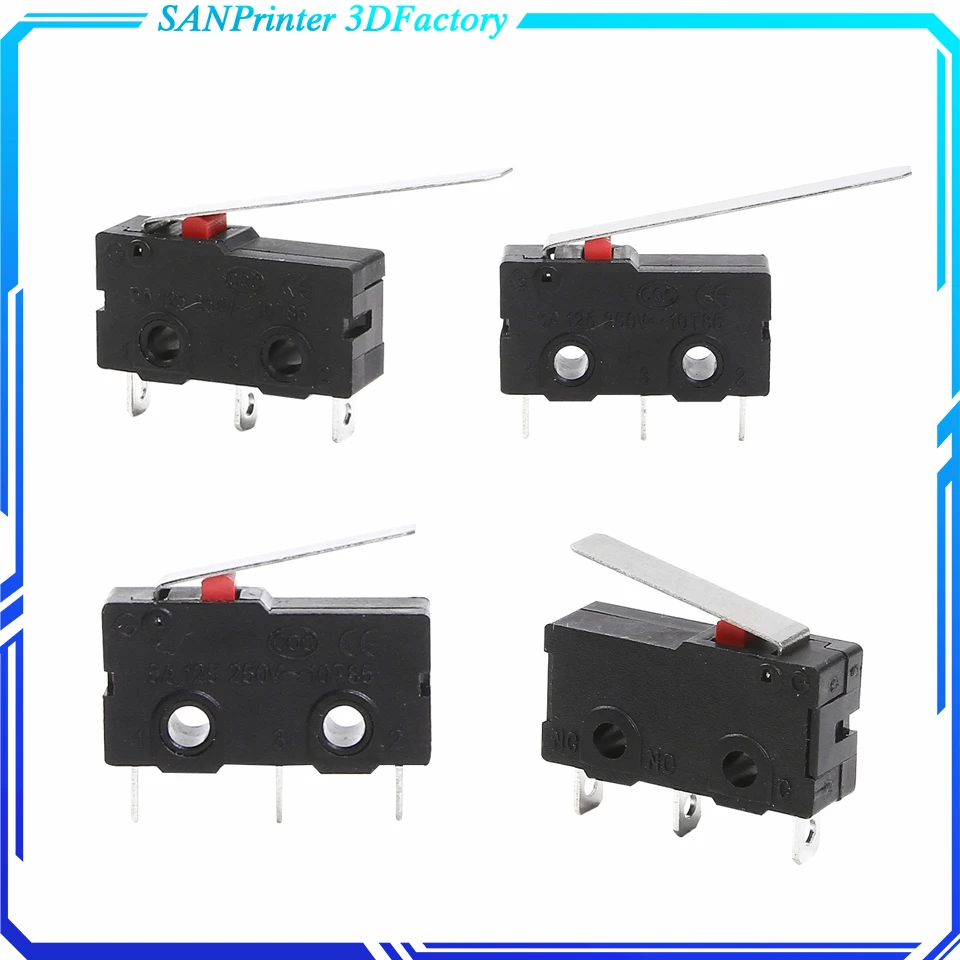 

5Pcs Mini Micro Limit Switch NO NC 3 Pins PCB Terminals SPDT 5A 125V 250V Roller lever Snap Action Push Micro switches