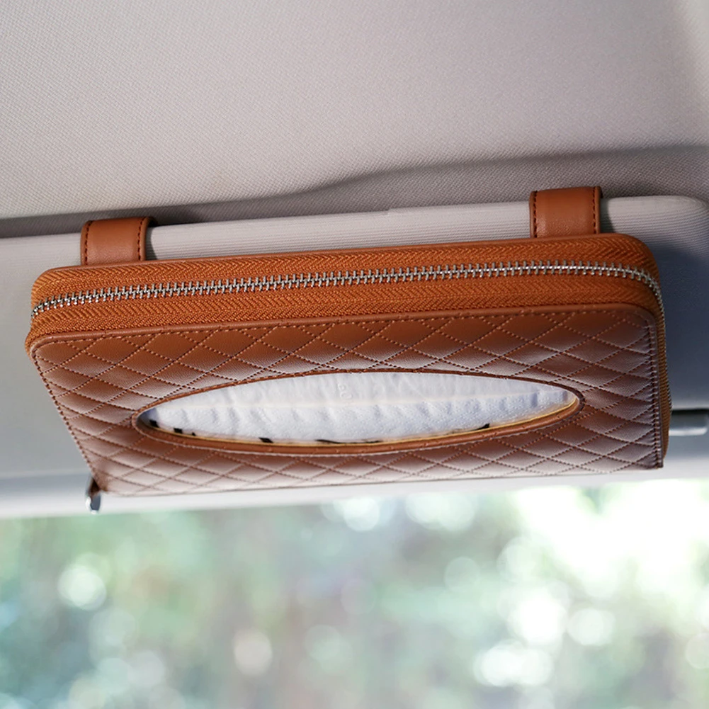 Высококачественная кожаная коробка для салфеток автомобиля Черный Коричневый