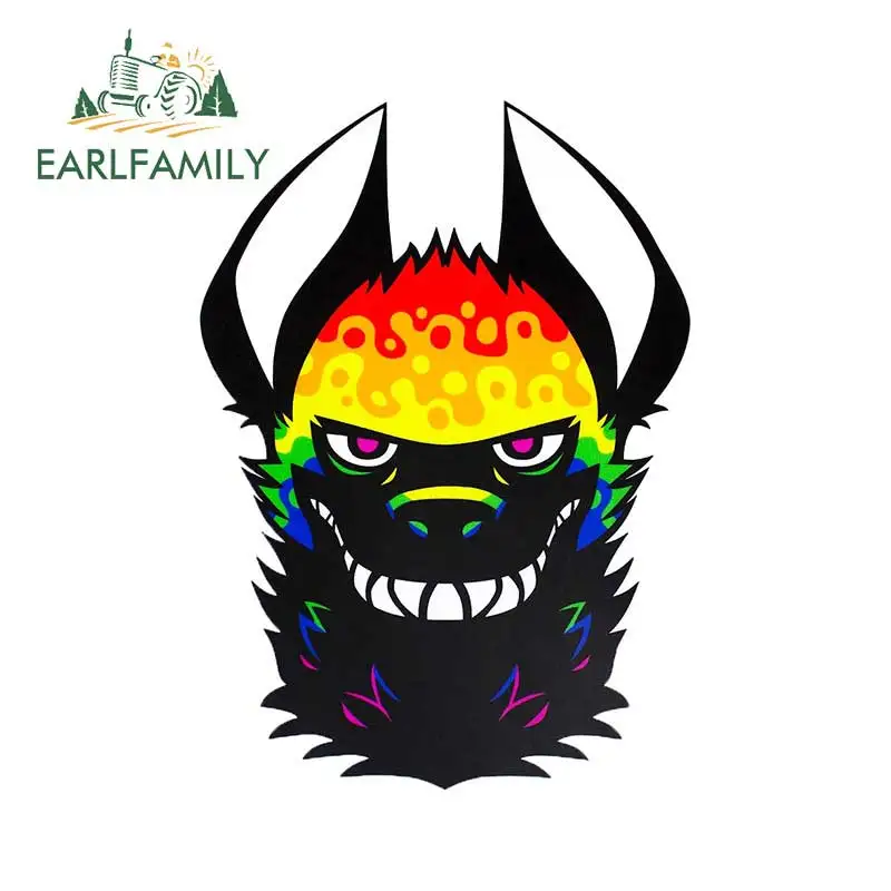 

EARLFAMILY, 13 см x 9,3 см, смешная гиена, радуга, искусственное лицо, бампер на окно, водонепроницаемые автомобильные аксессуары