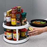 23 tier rotatable plastic kitchen spice rack seasoning box storage shelf orgainzer pepper salt container refrigerator cabinet