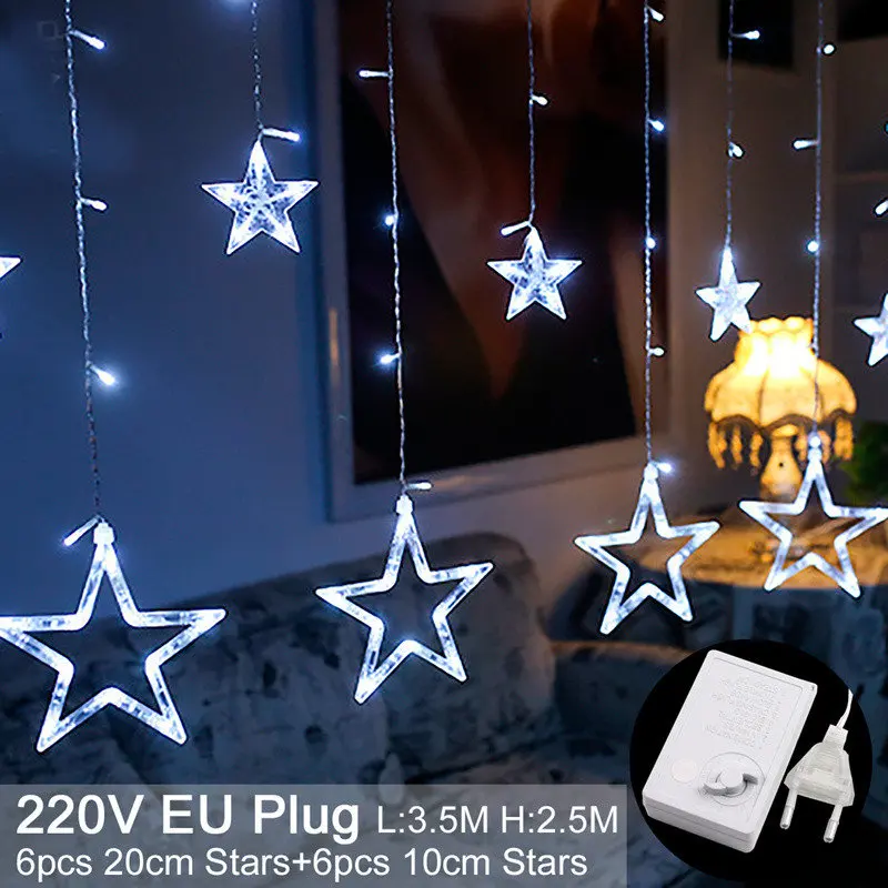 220V EU 6 СВЕТОДИОДНАЯ Гирлянда со звездой лося, рождественские украшения, Рождественское украшение для дома, новогодний декор - Цвет: 220V EU 6