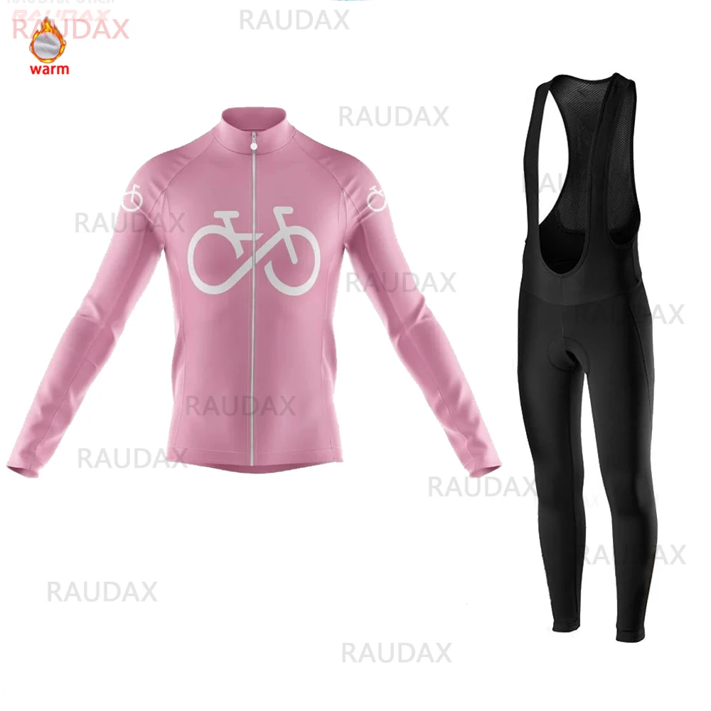 

Men's Winter Long Sleeves Bike Wear 2021 Pro Team Bike Jersey Set Thermal Fleece Riding Bike MTB Warm Outdoor Cycling Sportswear